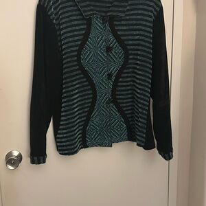 Patricia Paulson Art To Wear Woven Textile Teal and Black XL